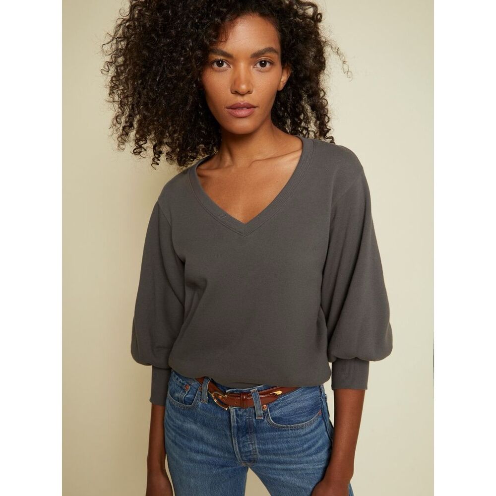 Nation LTD Neva V‎ Neck Sweatshirt Brown Size Medium
